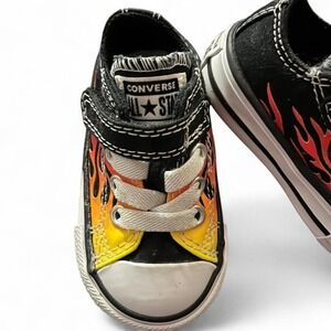 Toddler size 3 flame fire converse low tops